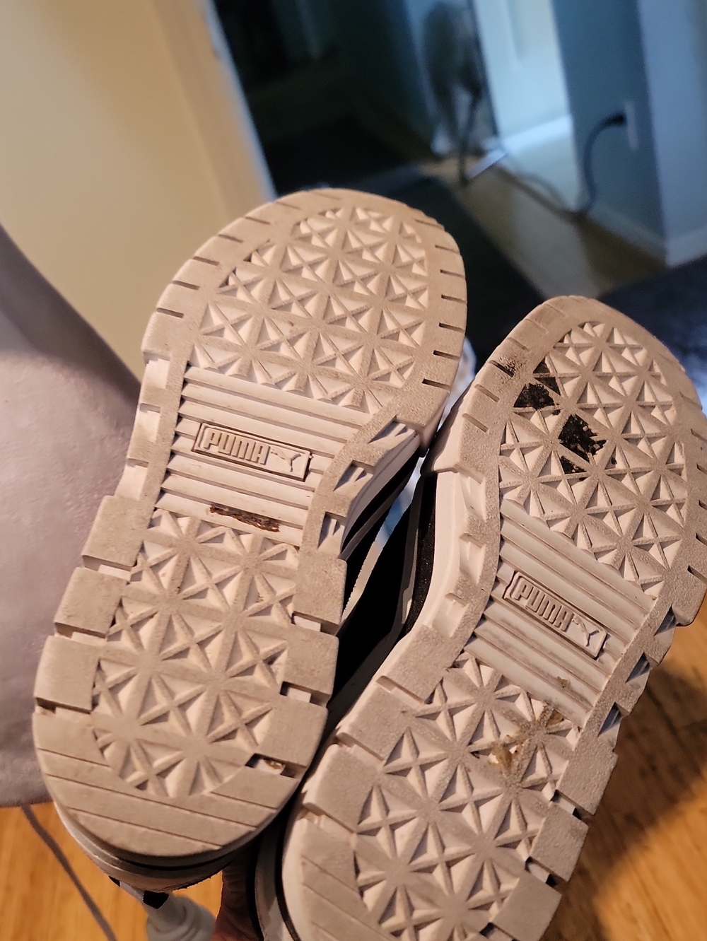 Women's White Platform Sneakers with Black Accent - Picture 10 of 10